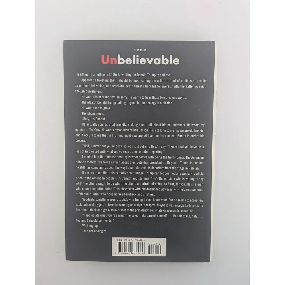 Unbelievable Katy Tur Hardcover First Edition 2017 Donald Trump Campaign Book